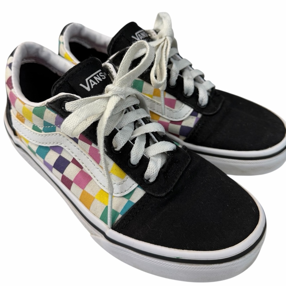 Vans Shoes Youth Size 2 Missy Old Skool Rainbow Checker Sneakers Retro